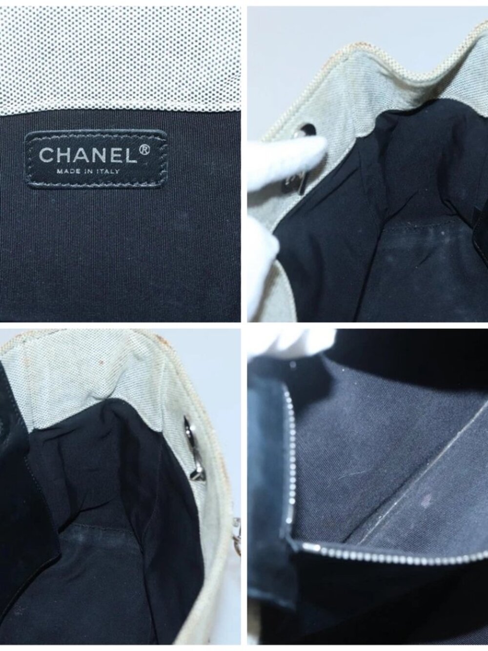 CHANEL Choco Bar Tote Bag Canvas Beige Yellow CC Auth 116301 - Picture 14 of 15